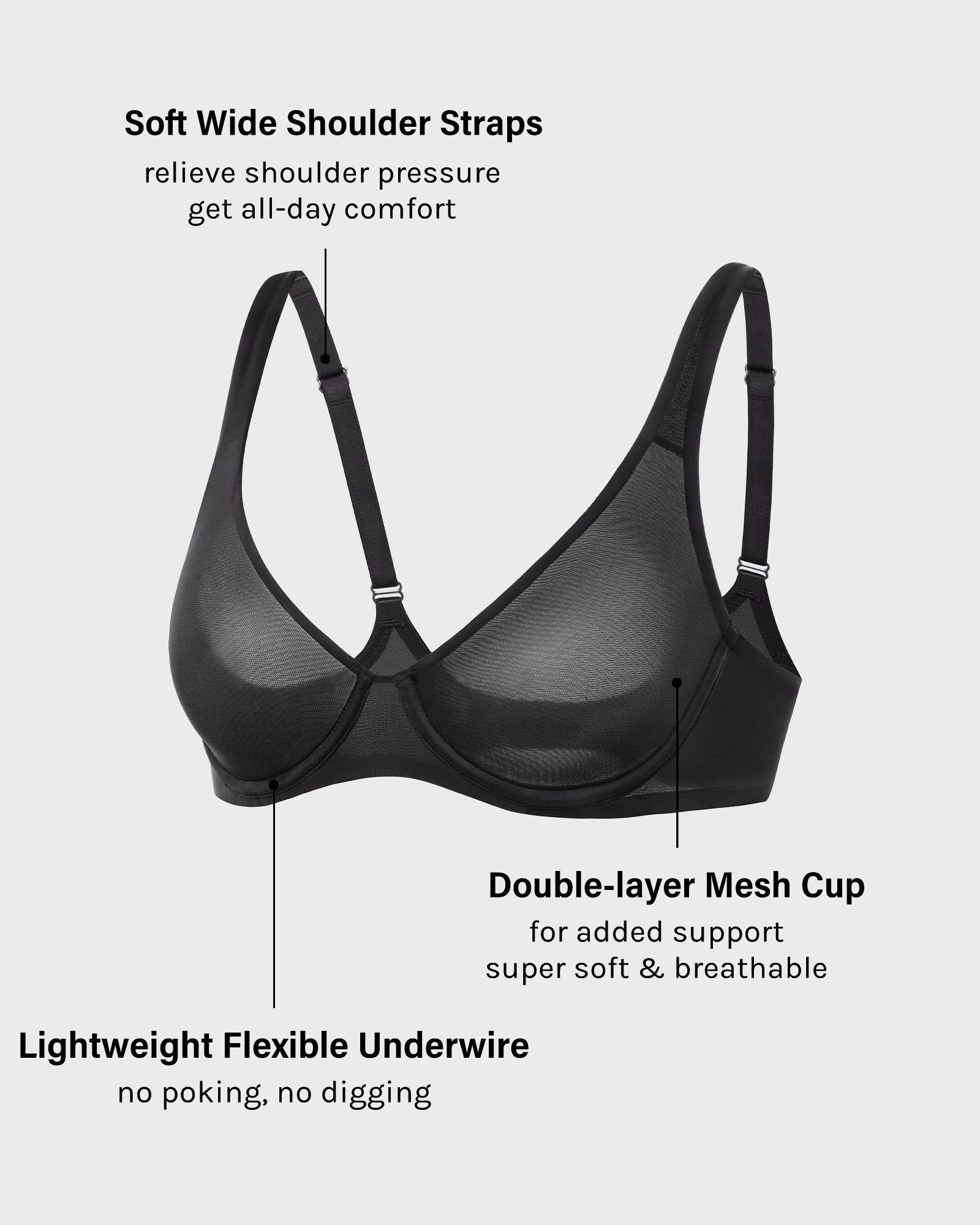 Cosnufy™ Mesh Balconette Bra